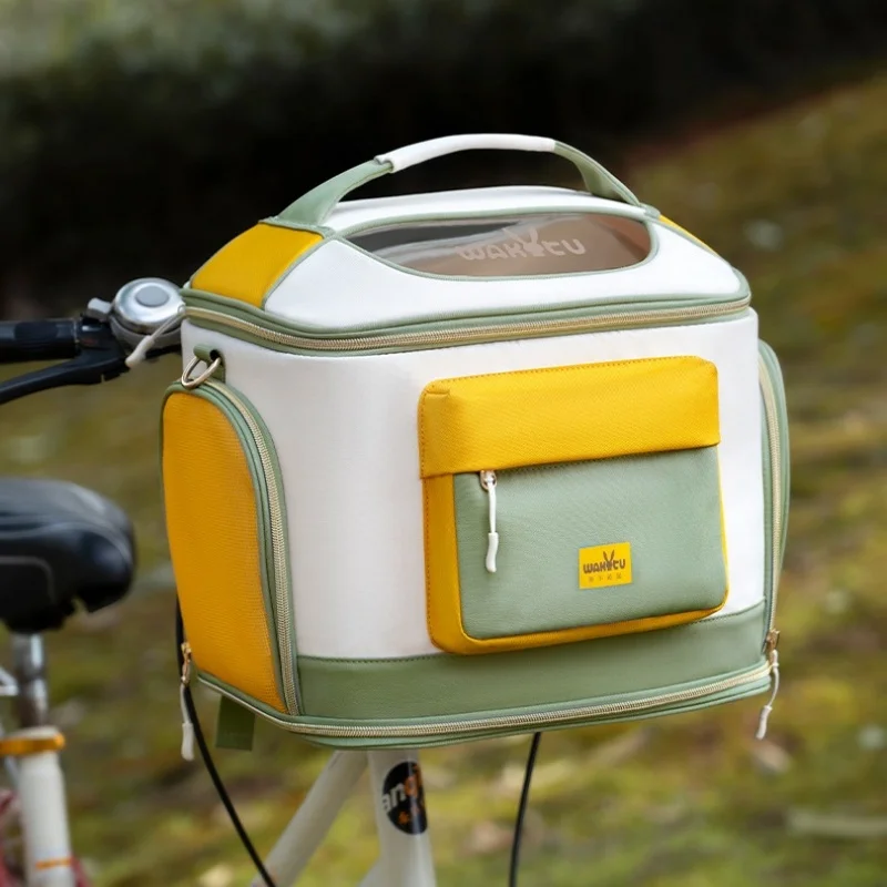 Portador de mascotas para bicicletas, cesta de bicicleta para perros, portador de mascotas de cara suave, ventanas de malla transpirables para perros pequeños, gatos y cachorros, bolsa para mascotas