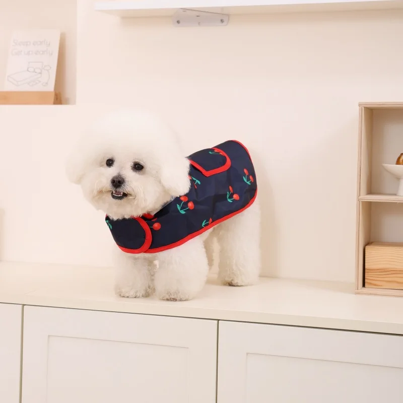 Chubasquero de primavera para mascotas, ropa impermeable para perros, capa de cereza bonita de tamaño pequeño y mediano, abrigo protector solar a prueba de viento para gatos