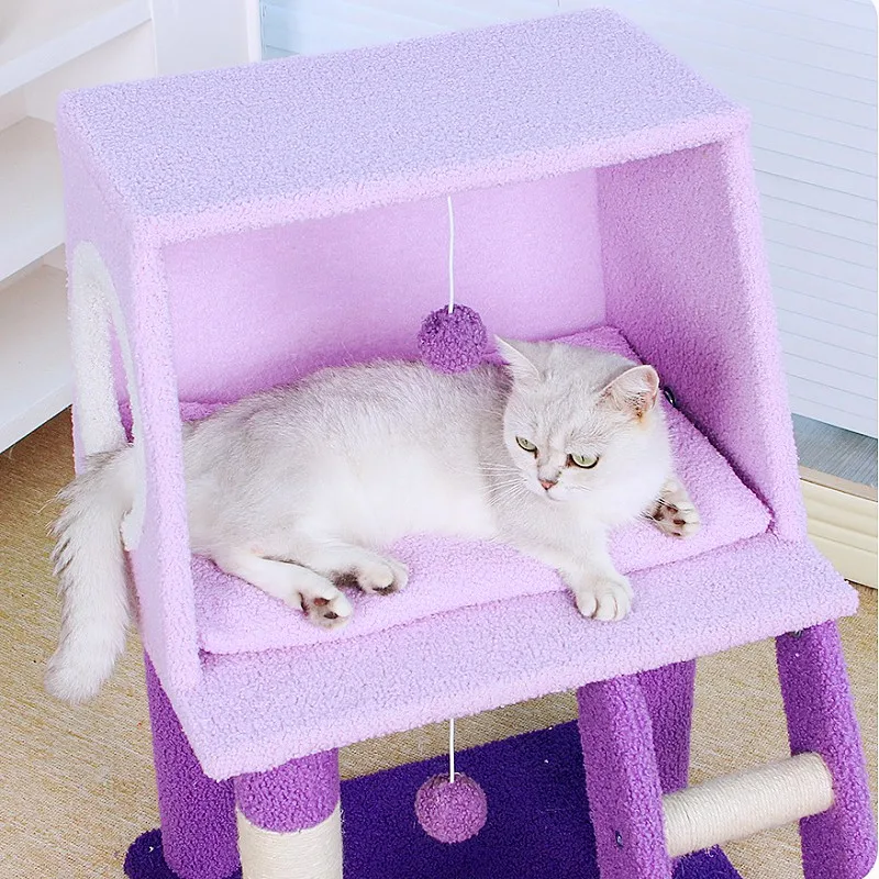 Torre rascadora para gatos con casa, columna de sisal y nido salto - imagen 3