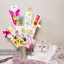 Juguete cañador de plumas para gatos – Varita interactiva con plumas