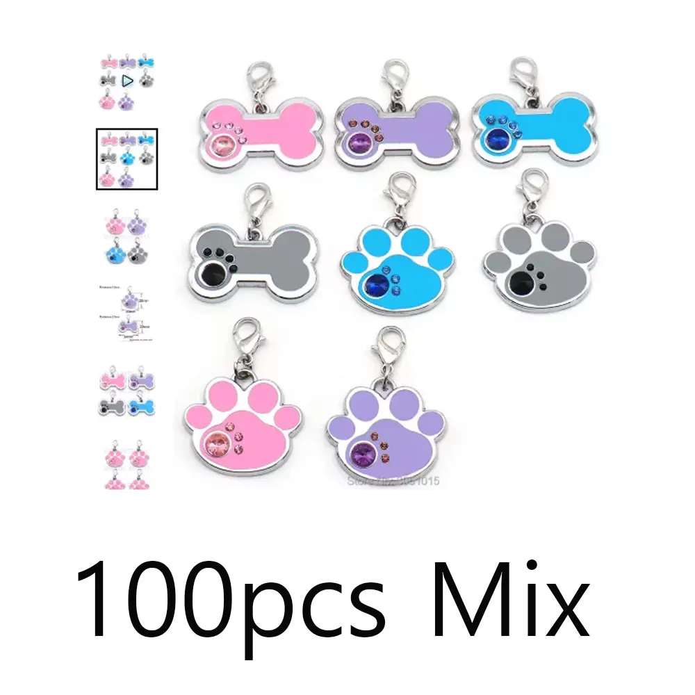 Etiquetas personalizadas para mascotas en forma de hueso de aleación de aluminio en blanco de 100 piezas