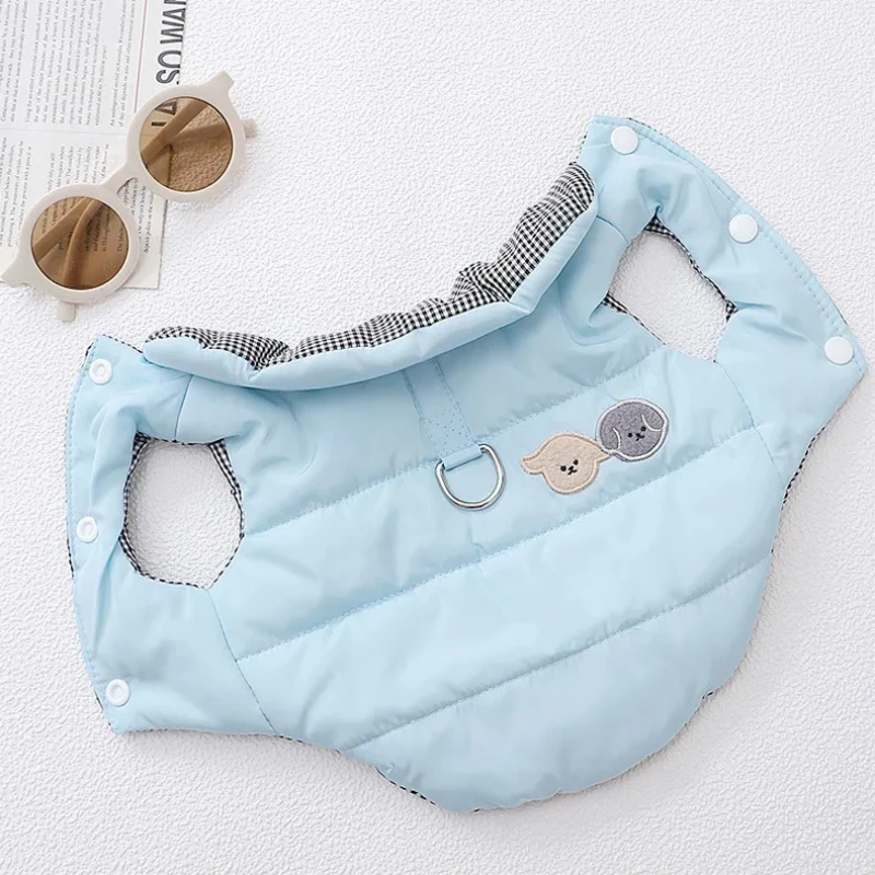 Chaqueta cálida de invierno para perros, acogedora chaleco de dos pies con anilla en D para perros pequeños y medianos/gatos, abrigo de algodón de otoño e invierno para perros - imagen 4