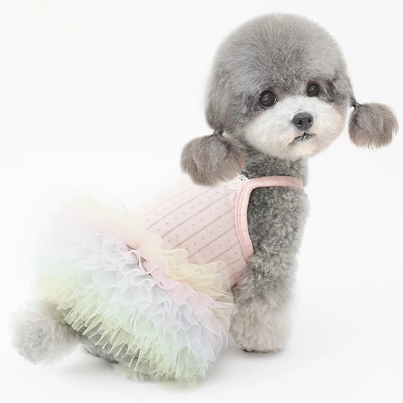 Lindo vestido de encaje para perro, vestido Kawaii para fiesta de perros pequeños, vestido de boda de cumpleaños, disfraz de cachorro para peluche de Pomerania Yorkshire