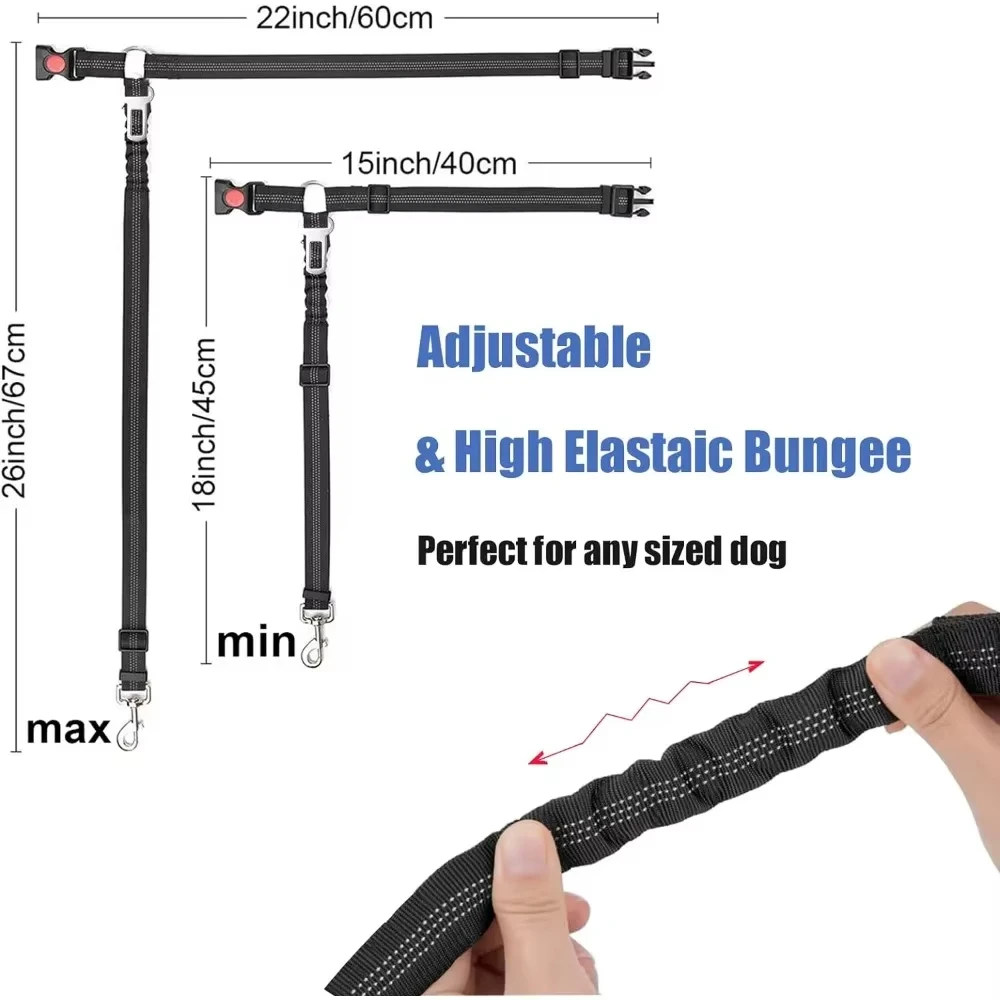 Cinturón de seguridad 2 en 1 para coche, reposacabezas, sujeción, reflectante ajustable, cinturón de seguridad para mascotas, Clip, hebilla, correa, perros grandes, medianos y pequeños - imagen 3
