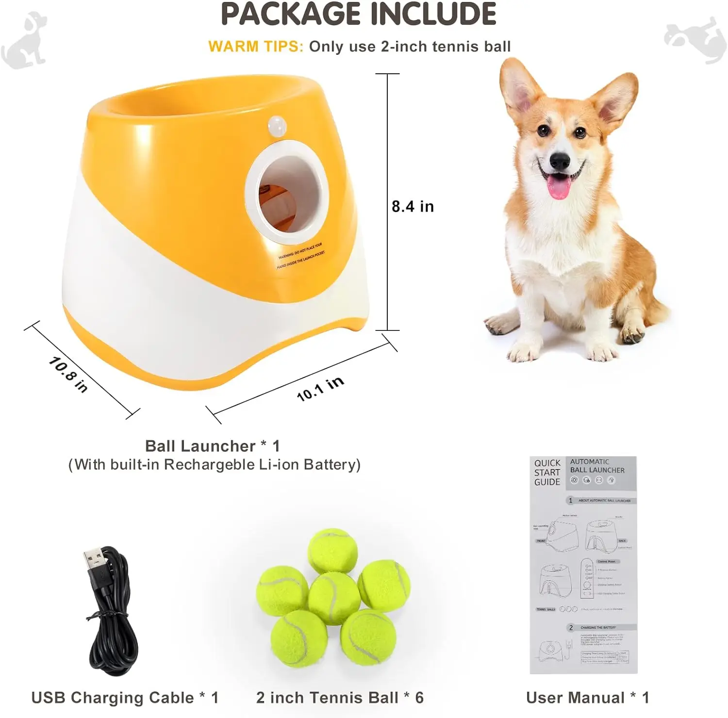 Lanzador automático para perros, máquina de Pinball para lanzar tenis, catapulta recargable, carga USB - imagen 2