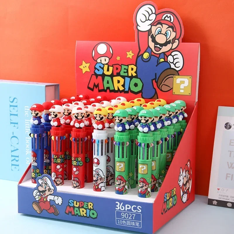 Bolígrafo Super Marios Bros de 4 Uds., bolígrafo de Gel Multicolor de Anime para estudiantes, bolígrafo de escritura de papelería escolar de 0,7mm, regalo de artículos de oficina - imagen 3