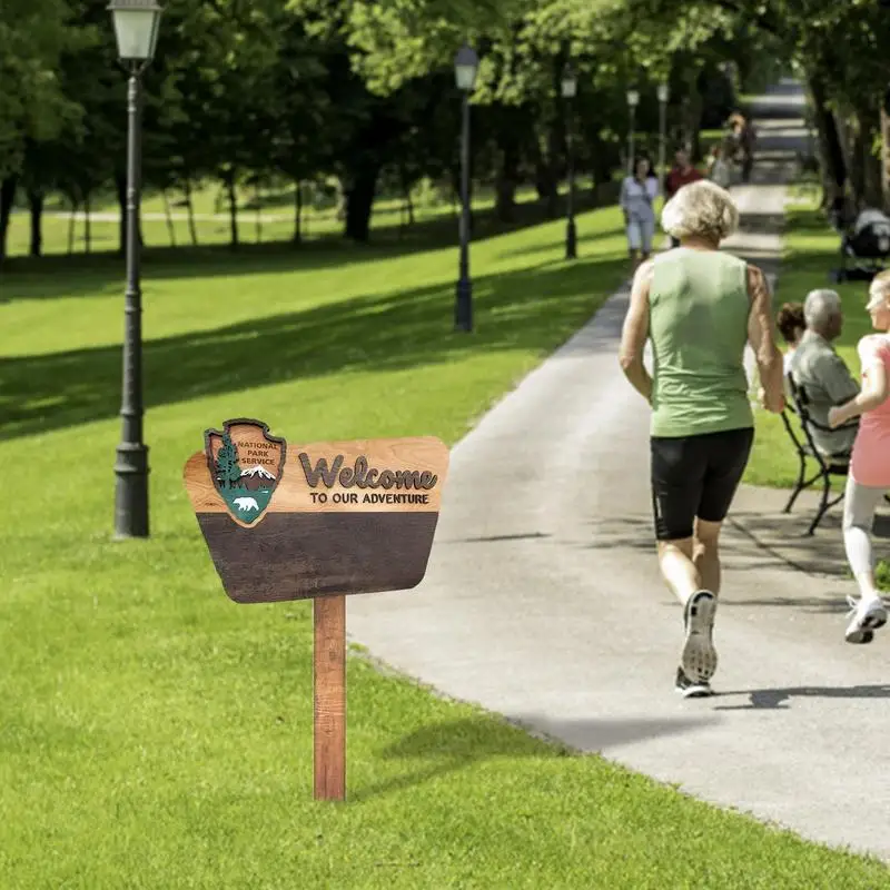 Letrero de aventura del Parque Nacional, tablero de campamento decorativo de madera de 38cm, ventana/pared/decoración del hogar para naturaleza, actividad al aire libre y naturaleza - imagen 3