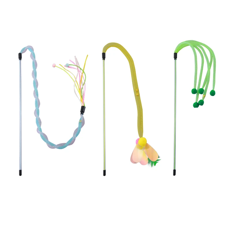 Juguete para gatos, manguera de nailon colorida, palo para provocar gatos con campana integrada para Go Hairball, suministros interactivos y divertidos para mascotas - imagen 5