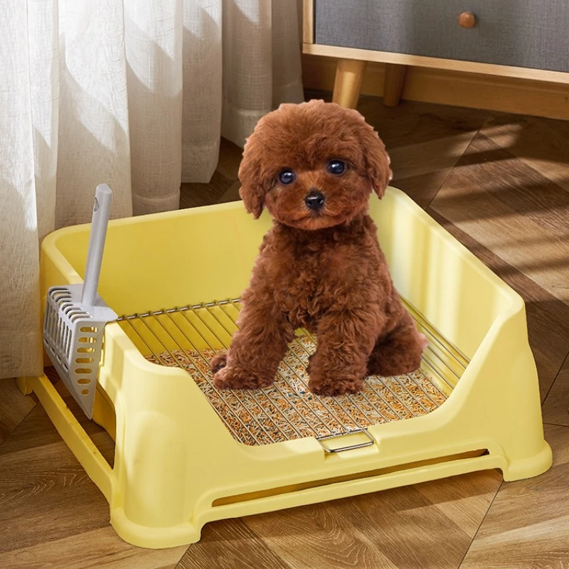 Caja de arena para perros y mascotas, inodoro para perros y cachorros, cajas de arena para perros pequeños, gatos y gatitos, suministros de cajas de arena para gatos de malla de acero inoxidable