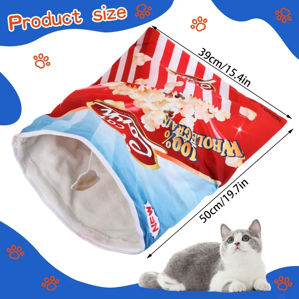 Túnel de juguete con diseño de Halloween para gatos, bolsa de perforación interactiva plegable, 6 diseños Gourmet, regalo de cumpleaños para gatos, juguete para mascotas - imagen 2