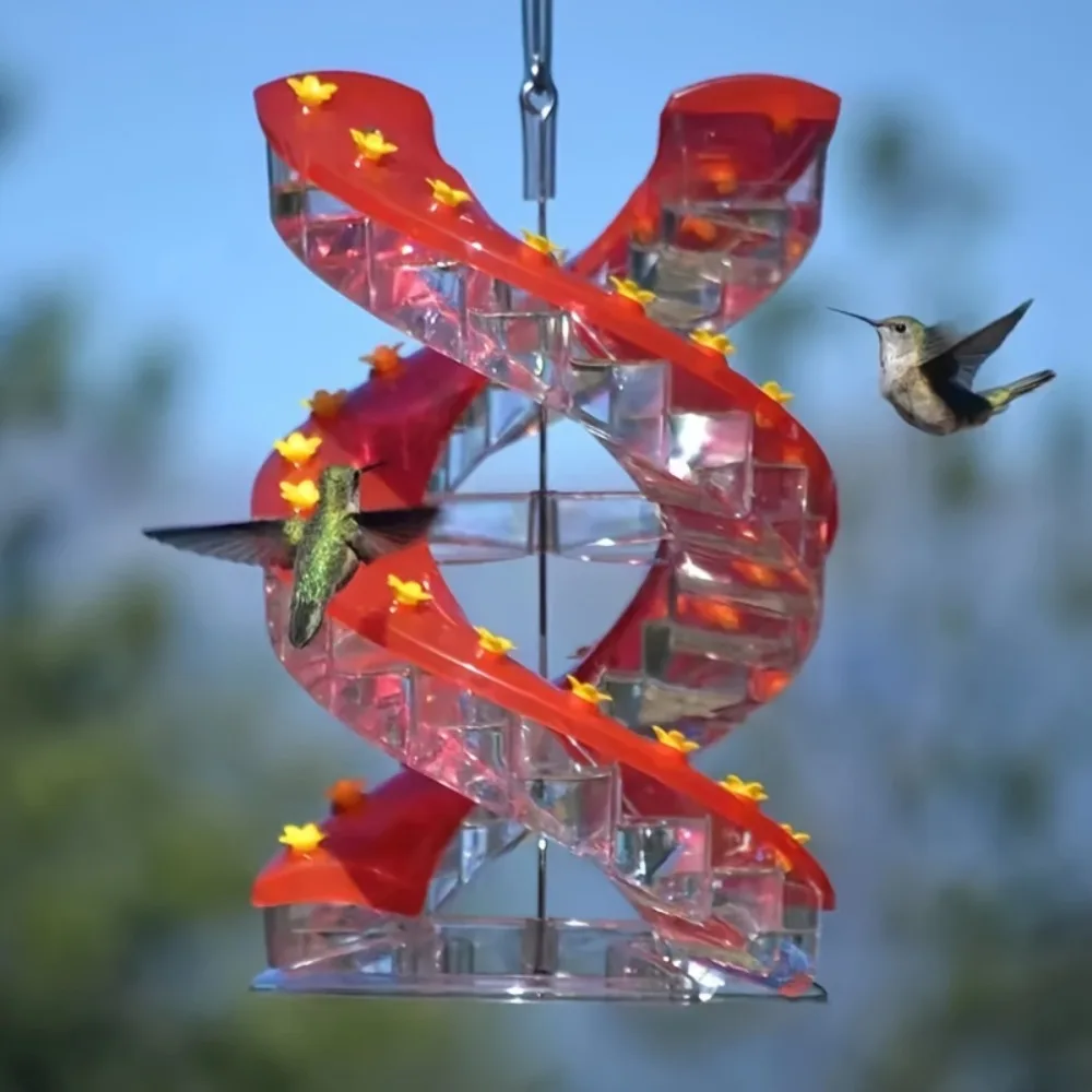 Comedero para colibríes en espiral, comedero para pájaros al aire libre a prueba de fugas con Base transparente, diseño fácil de limpiar para decoración de jardín y Patio - imagen 5