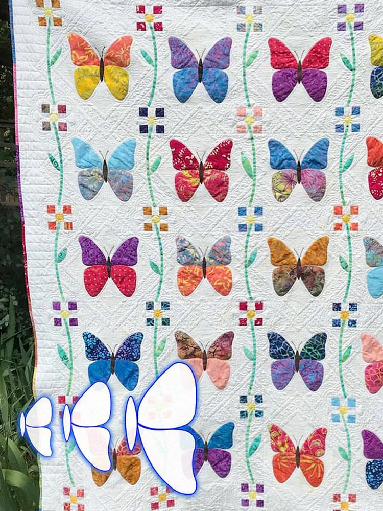 Juego de plantillas de patchwork de costura de mariposas, patrón de costura y corte de animales reutilizables - imagen 4