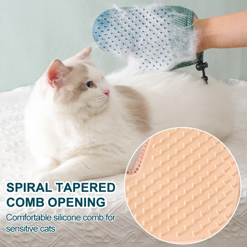 Guante de pelo de gato y removedor de piel, guante de aseo para perros, cepillo para eliminar el pelo de mascotas, guante para limpiar, guante de aseo - imagen 5