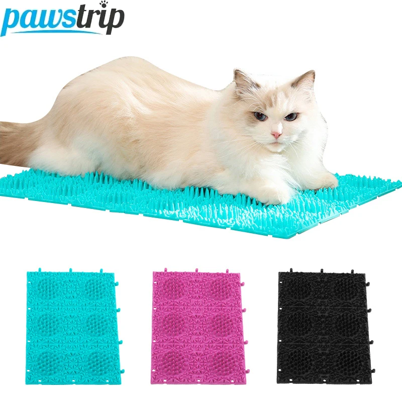 Rascador gatos con alfombra y cepillo de masaje – Desgaste garras