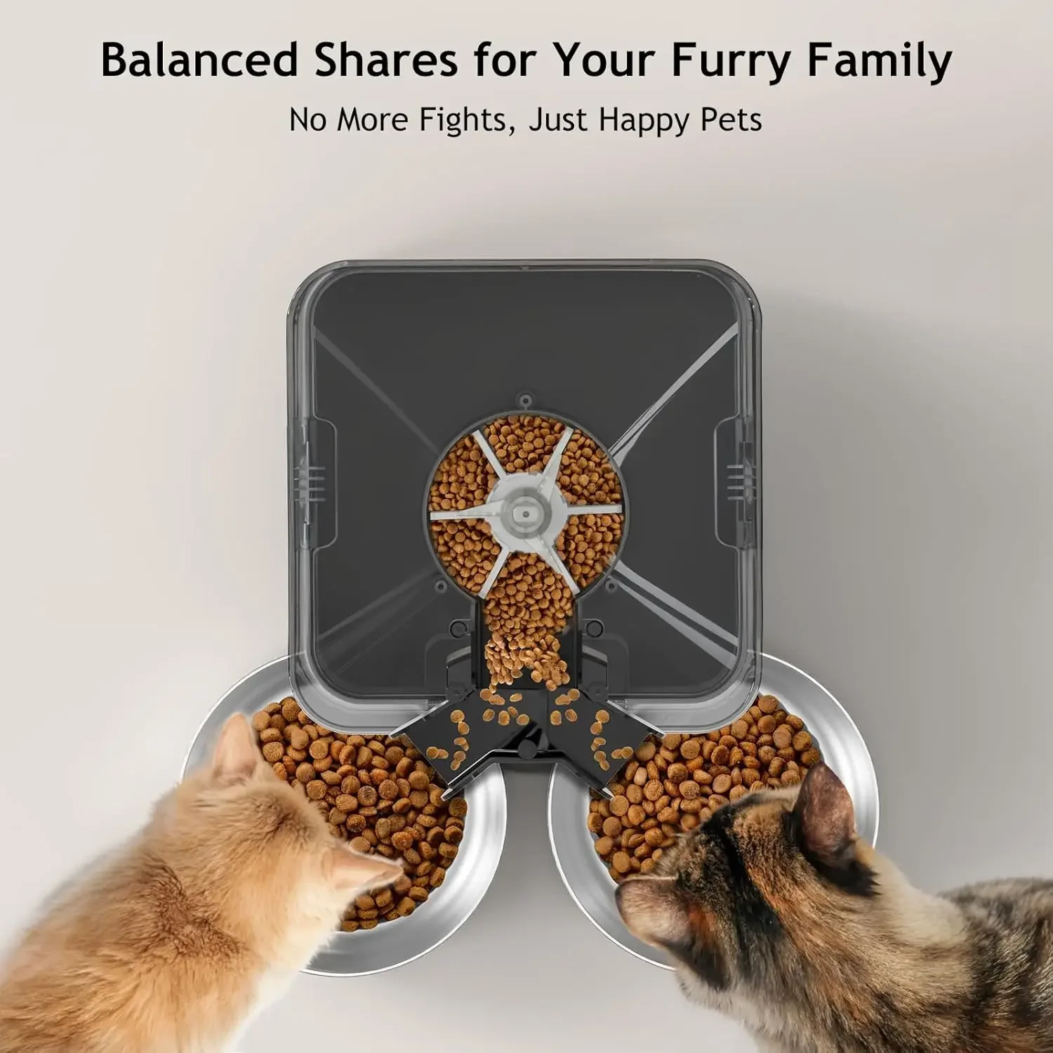 Comedero automático para mascotas de 6L, comedero doble para mascotas con 2 tazones de acero inoxidable, máquina de comida lenta, comederos para gatos temporizados con función de memoria - imagen 3