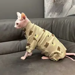 Ropa interior suave para gatos, ropa para gatos esfinge en otoño, mono cálido a rayas para perros gatitos, camiseta de manga larga Devon Rex