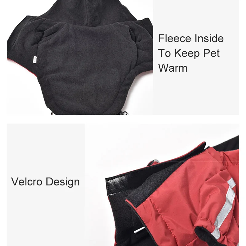 Otoño Invierno mascota perro impermeable abrigo cálido algodón chaqueta con capucha la cara del perro perros pequeños gato ropa reflectante para mascotas abrigo de invierno - imagen 4