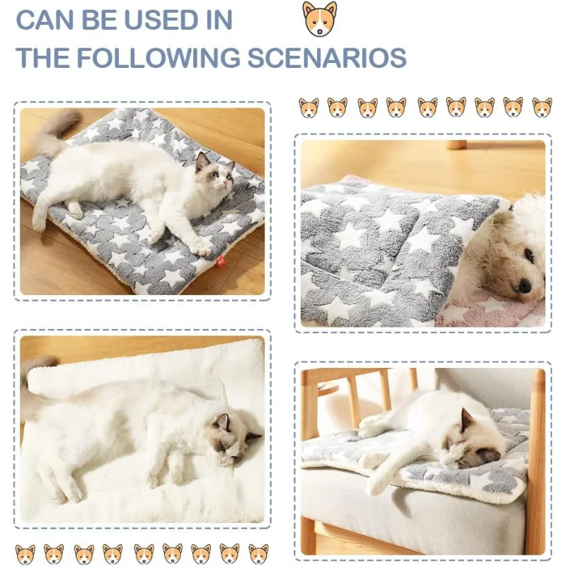 Estera gruesa para dormir para mascotas, esteras de cama suaves de felpa cortas de doble cara para gatos, manta bonita para perros pequeños, cojín cálido para gatitos - imagen 5