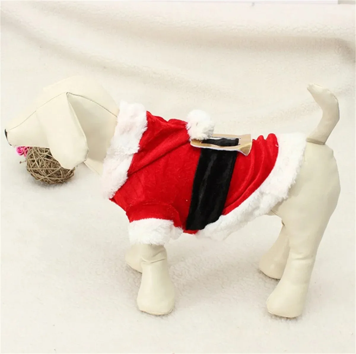 Ropa de Navidad para perros, disfraz de Papá Noel para perros, abrigo de invierno para cachorros y gatos, chaqueta, traje para perros con gorra, ropa cálida para perros y gatos - imagen 3