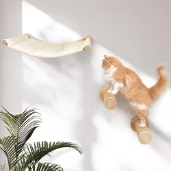 Wall-Mounted Cat Furniture Climbing Shelf with Steps and Stairway Sisal Rope for Scratching and Claw Grinding Cat Ladder