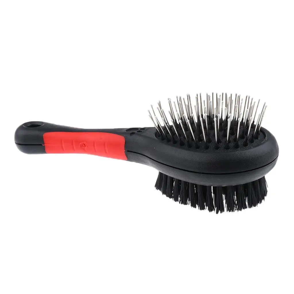 2 cepillos de pelo para mascotas de doble cara, peine de pelo para perros y gatos, cepillo rebanador, rastrillo de aseo S - imagen 4