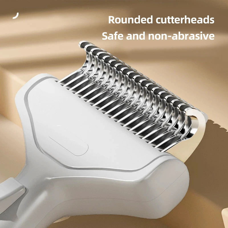 HOOPET-peine profesional para mascotas para perros y gatos, con botón pulsador, cepillo de deshedding de acero inoxidable, protector de piel, mango ergonómico - imagen 3