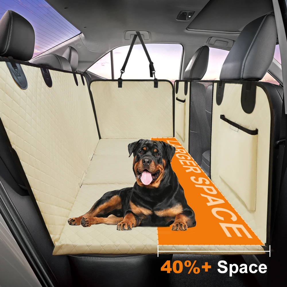Extensor de asiento trasero de coche para perros, fundas para asiento trasero de mascotas con fondo duro, Protector de seguridad, tapete portador de hamaca, suministros impermeables para perros - imagen 3