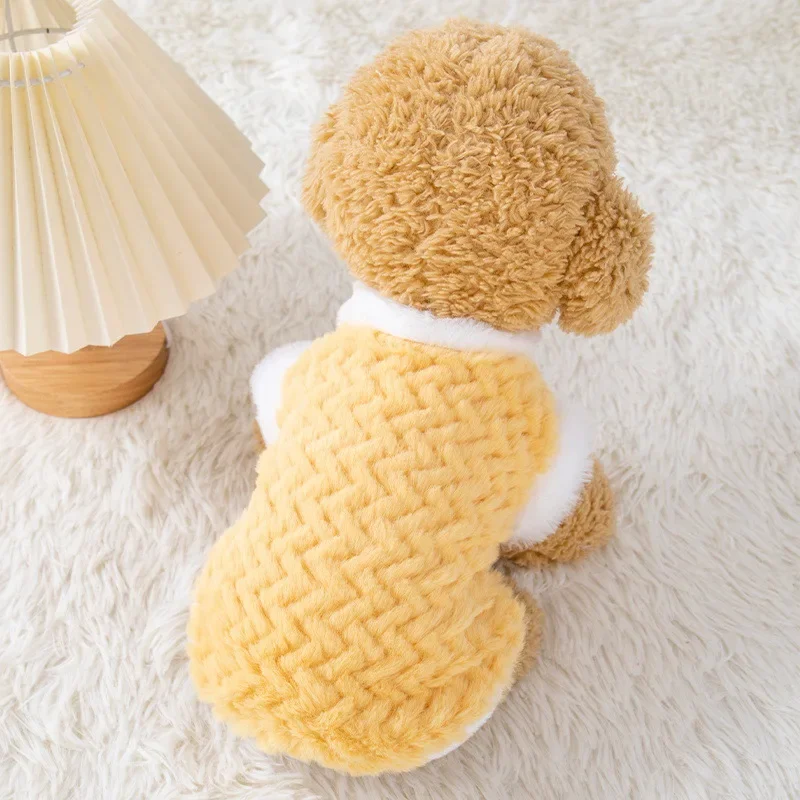 Suéter con giros de masa frita para mascotas, abrigo para perros, Top cálido, suéter de dos pies, ropa para cachorros de oso pequeño, otoño e invierno - imagen 4