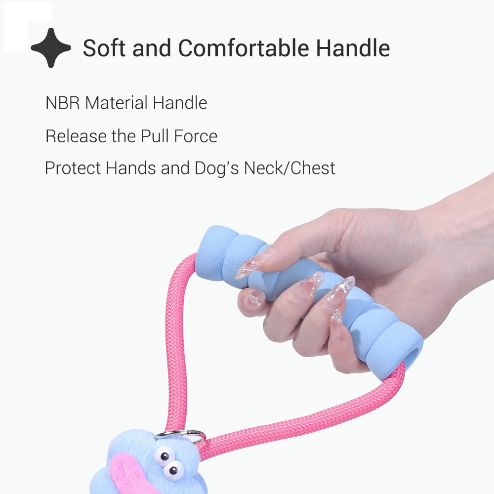 Correa de tracción para perro, peso ligero, colores de contraste, sin tirones, profesional, con mango suave de silencio, 140cm - imagen 2
