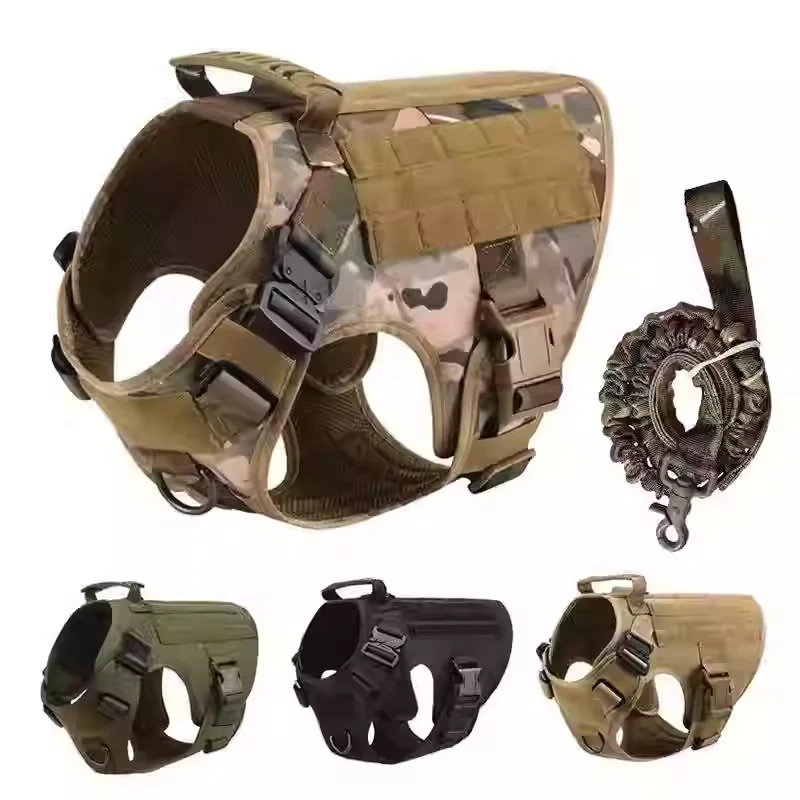 Arnés táctico para perro con collar de entrenamiento y correa elástica - imagen 5
