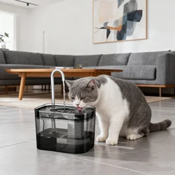 Fuente de agua para gatos, filtro automático, bebedero transparente para gatos, bebedero de filtrado de recircular silencioso eléctrico USB para gatos, dispensador de agua