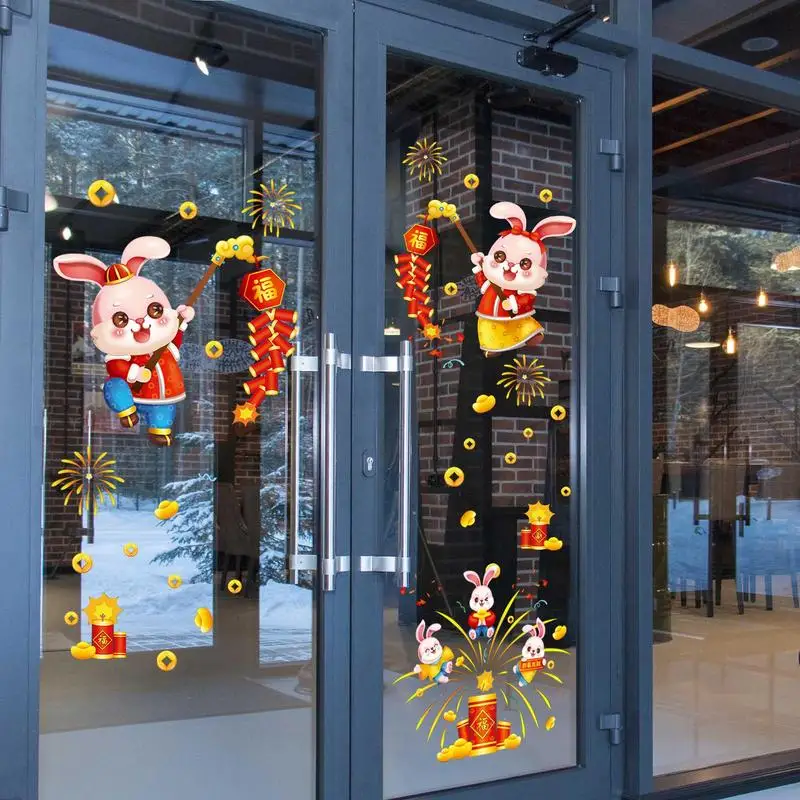 Pegatina de conejo de Año Nuevo Lunar, pegatina de puerta de Año Nuevo Chino, pegatinas de Año Nuevo Chino, pegatinas de ventana y puerta - imagen 3