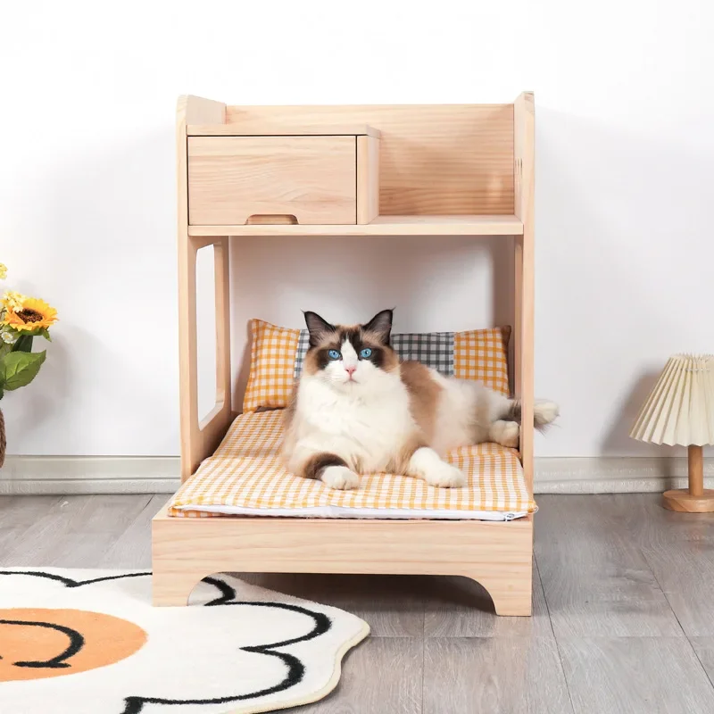 Cama de madera desmontable y lavable para mascotas, mesita de noche, universal para todas las estaciones en verano, productos de muebles, moderna - imagen 2
