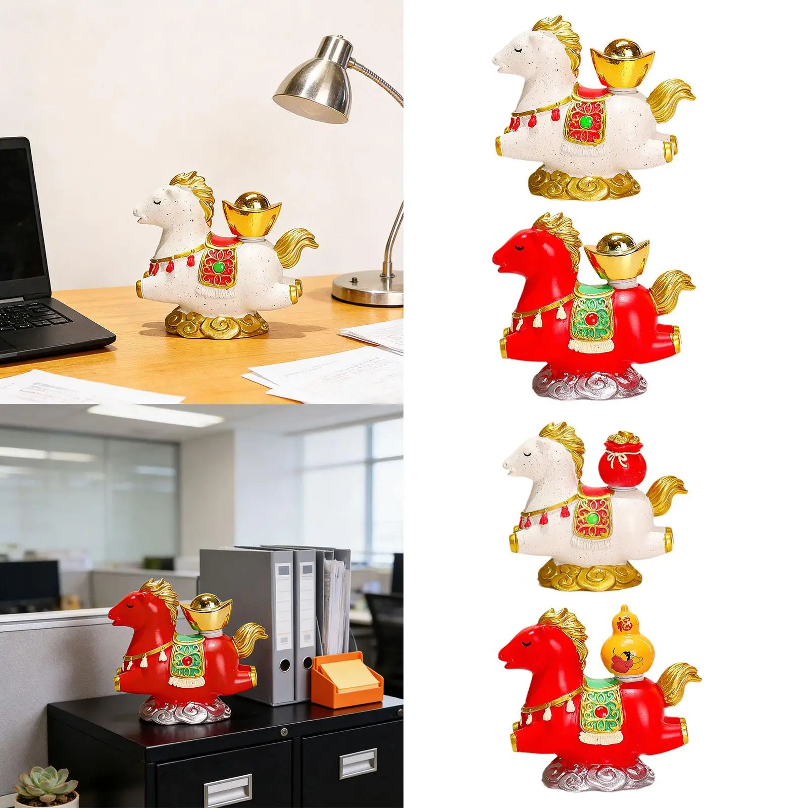 Mini figura de caballo de resina de dibujos animados, decoración de escritorio para habitación de niña, decoración Interior, accesorios de mesa para el hogar - imagen 2