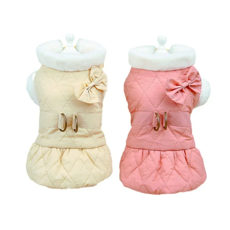 Abrigo grueso con lazo para mascota, falda de encaje de felpa para perro, oso de peluche, gato, perro pequeño, ropa de Navidad para cachorro, Otoño e Invierno - imagen 5