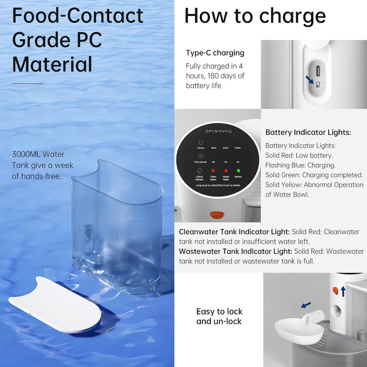 Dispensador de fuente de agua para gatos, agua móvil, desenchufado, alimentador de agua automático, bebedero para perros y mascotas, alimentador para mascotas, fuente para gatos - imagen 4