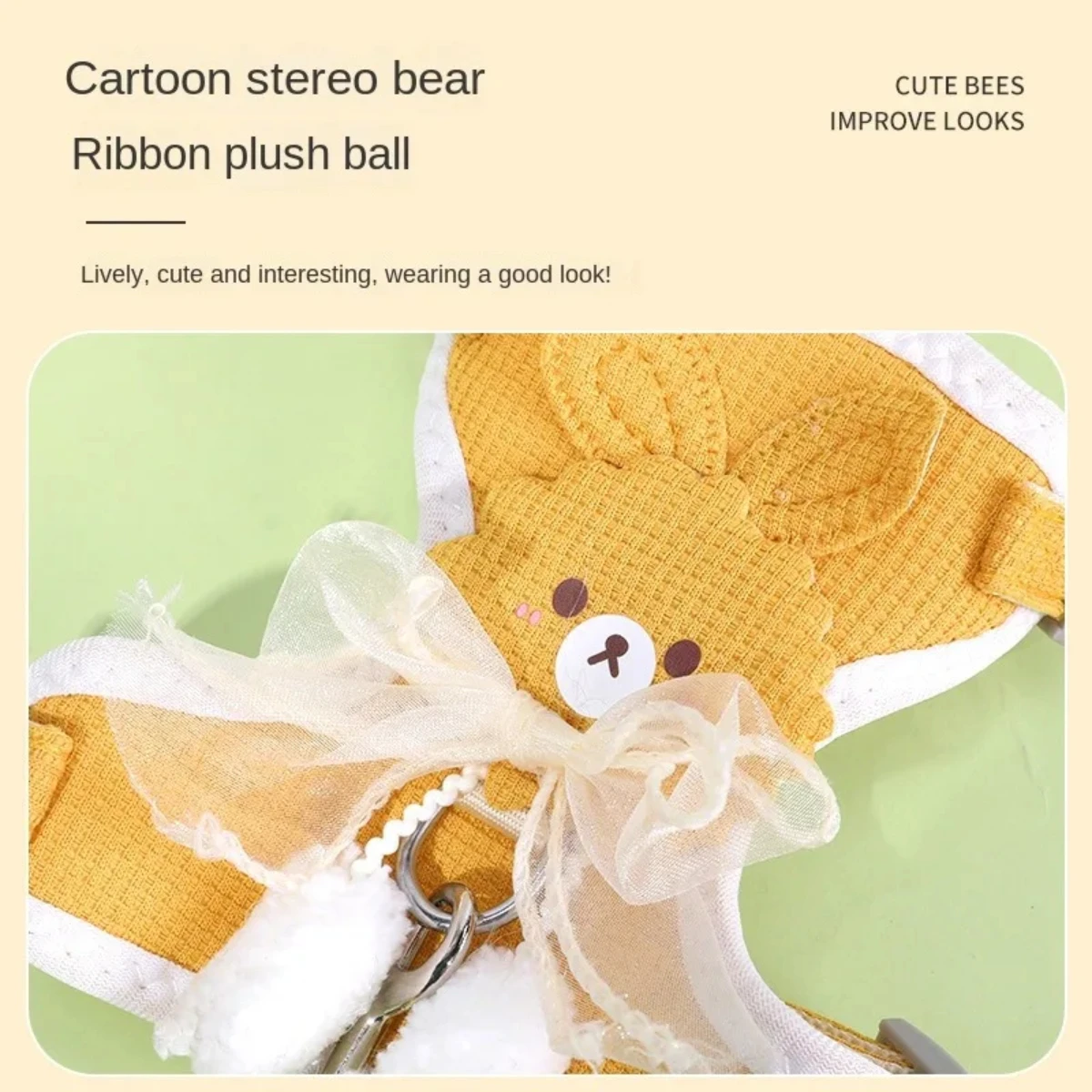 Correa con lazo para cachorros, cuerda de tracción para gatos, chaleco ajustable especial antirotura, cadena para gatos, cuerda para caminar, bola colgante para el pecho y la espalda - imagen 5