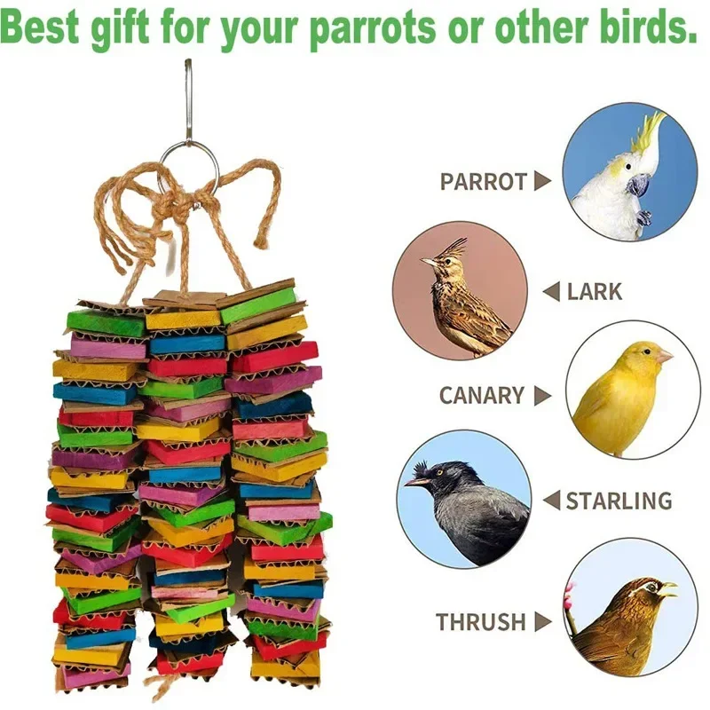 Juguete de pájaro loro para periquitos, agaponis, cartón para masticar, destruir pájaros, juguetes de loro para pájaros grandes y pequeños, accesorios de juguete - imagen 5