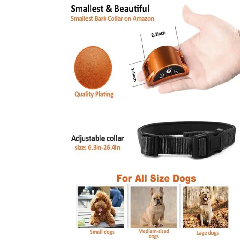 Dog Anti Bark Collar Hot Seller Rechargeable Pet Dog Barking Collar Yelping Stop Harmless Silent Vibration Dog Collar - imagen 4
