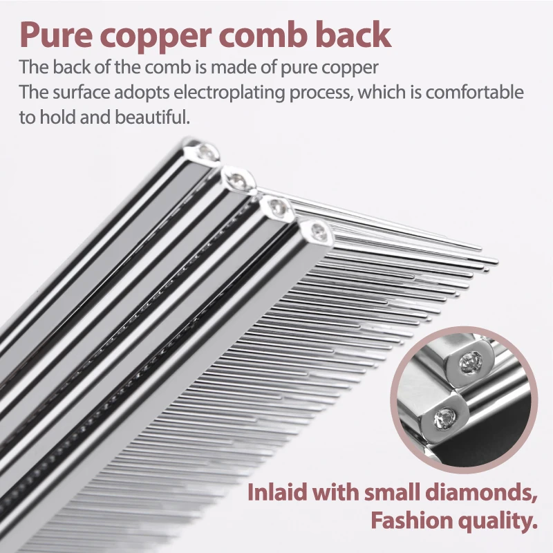 Peine aseo anticorrosión profesional Fenice perros gatos alfileres cónicos acero inoxidable suministros aseo mascotas - Ángulo perfecto mostrando el sistema de anticorrosión