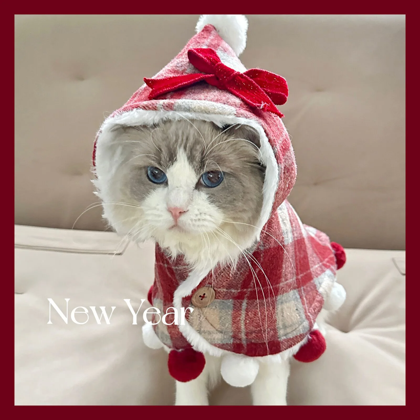 Capa a cuadros de Navidad para mascotas, ropa de Año Nuevo para mascotas, abrigo de otoño e invierno, capa de peluche con ropa de cachorro de peluche