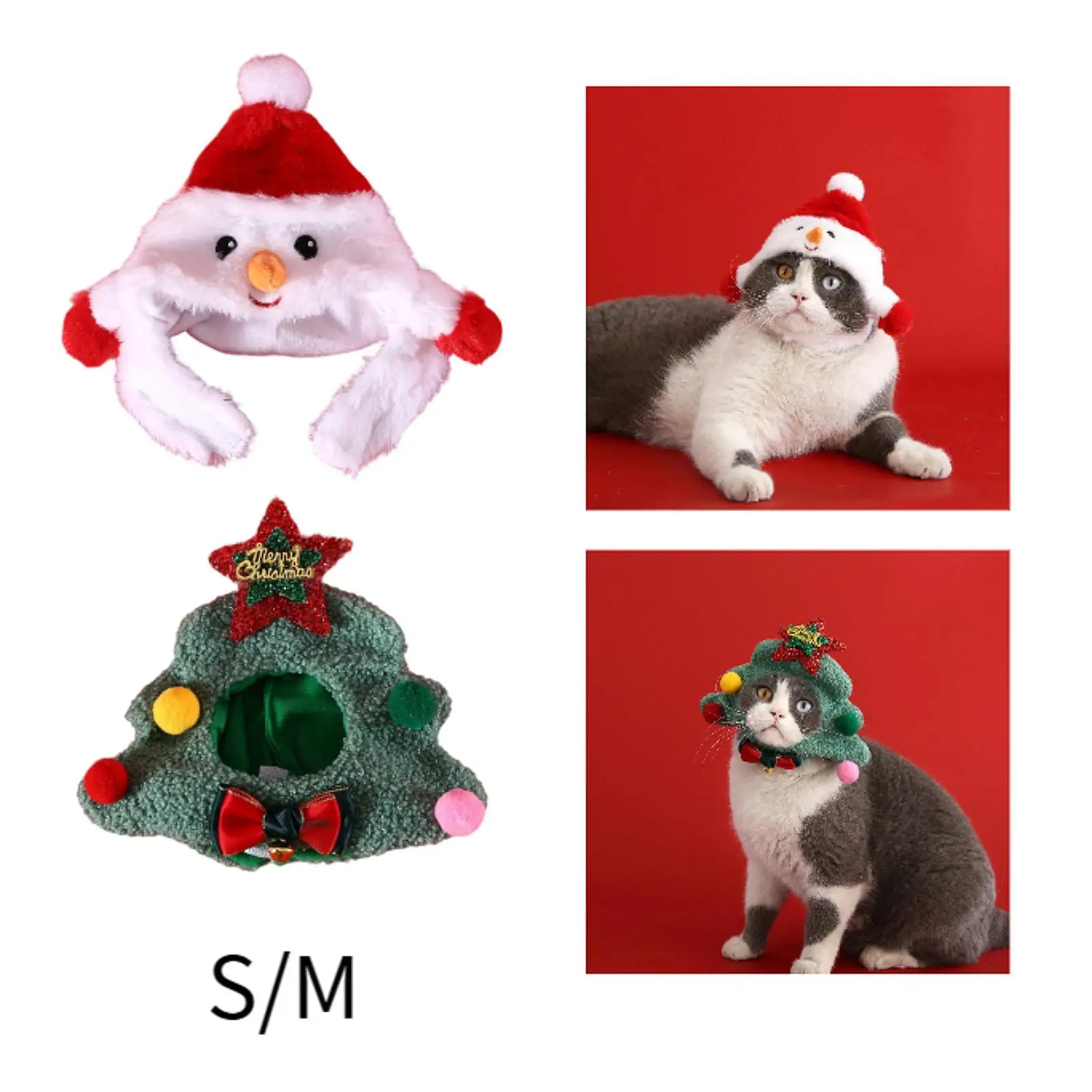 Dog Cat Christmas Hat Pet Cats Cap Winter Creative Costume Soft Head Accessories Headgear Cap for Puppy Dogs Cats Holiday Party