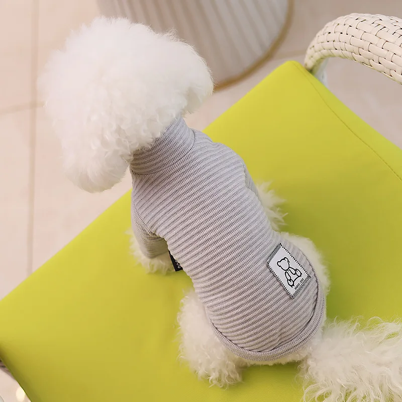 Camisa básica a rayas para otoño e invierno, mono para perro, oso de peluche, ropa para el hogar, camisa de cuatro patas, ropa para perros pequeños y cachorros - imagen 2