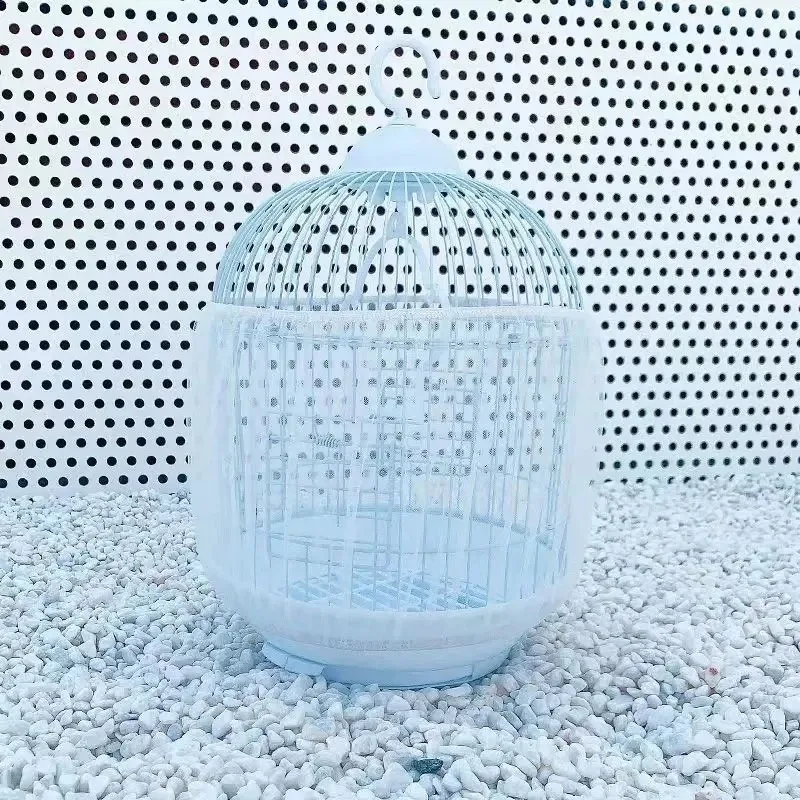 Cubierta de malla para jaula de pájaros, falda de concha, red de fácil limpieza, protector para jaula de pájaros, malla elástica, red para jaula de pájaros y loros - imagen 5