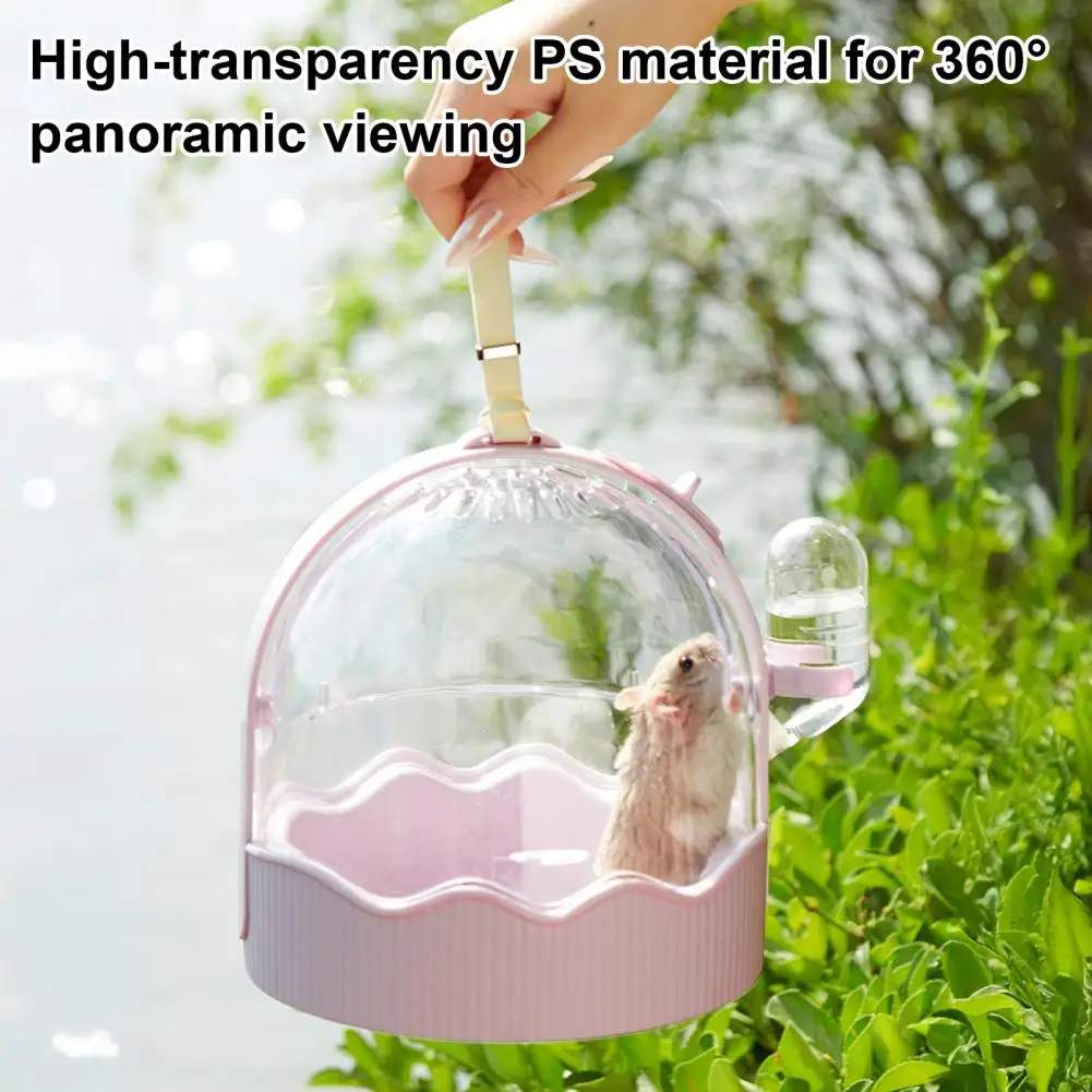 Jaula transportadora para hámster, Estuche De Viaje portátil para mascotas pequeñas con botella de agua, correa para el hombro, jaula de salida transpirable para conejillo de indias, hámster