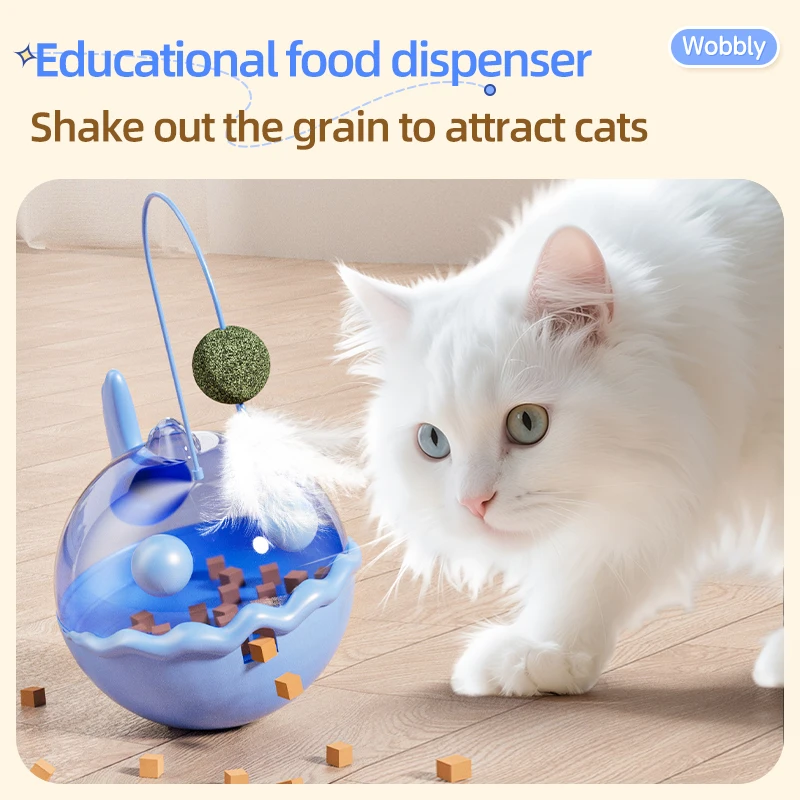 HOOPET Juguete para gatos con bola oscilante y dispensador de golosinas, diversión interactiva para juegos autónomos para gatitos y gatos adultos, juguete de estimulación mental - imagen 2
