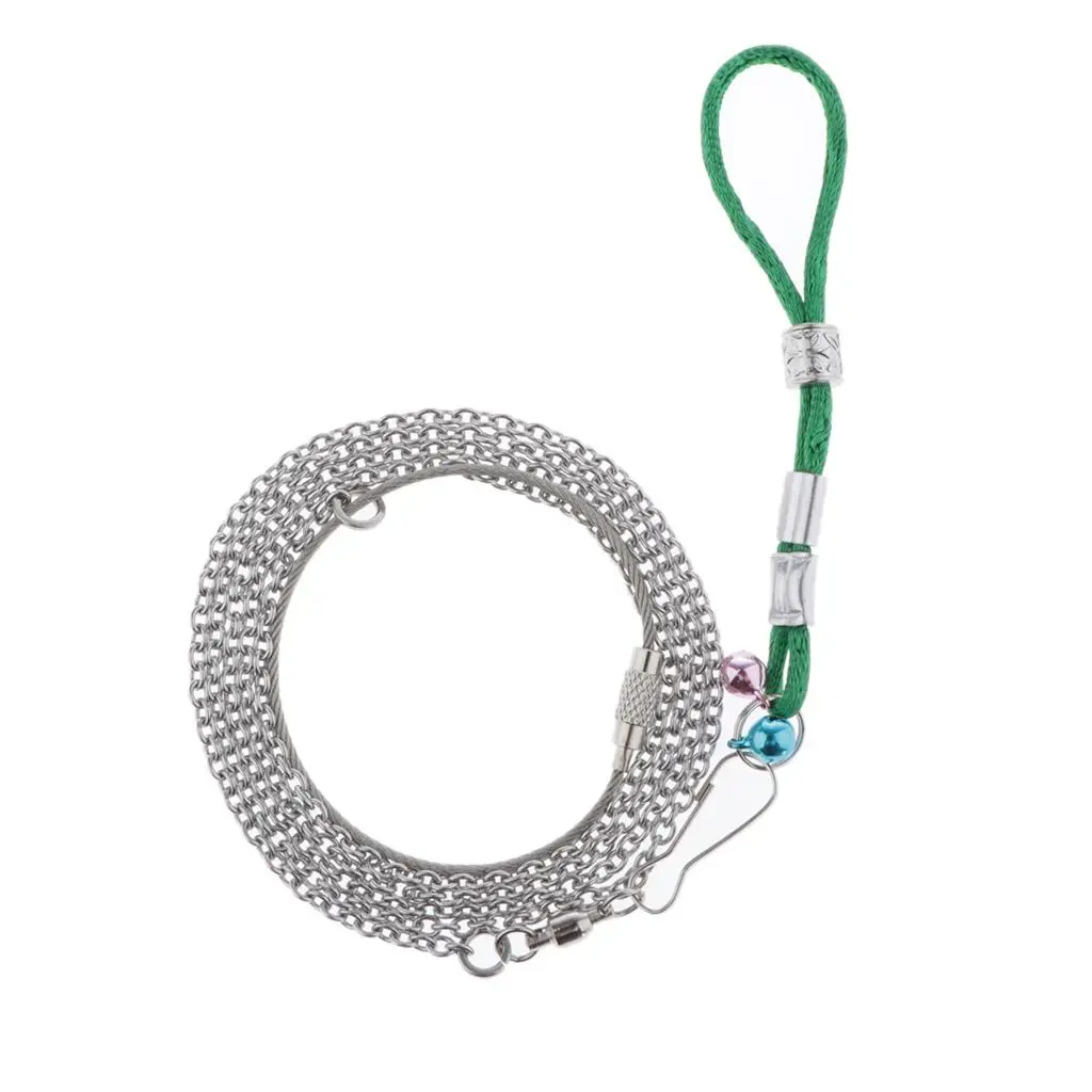 2 Pieces Stainless Steel Bird Supplies Parrot Neck Rope + Foot Chain, Conducive