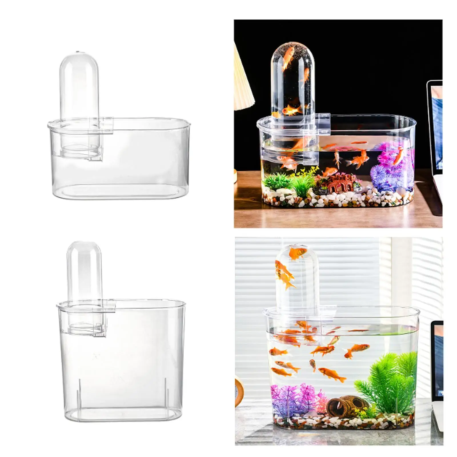Mini Fish Tank Fish Bowl Sturdy with Cover Multiuse Turtle Tank Aquarium Tank for Home Living Rooms Desk Offices Decorative