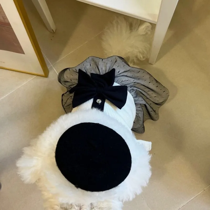 Sin sombrero, moda de verano, ropa de lujo para perros, falda con lazo de encaje blanco y negro, vestidos para perros, ropa para perros pequeños, chaleco para cachorros - imagen 5