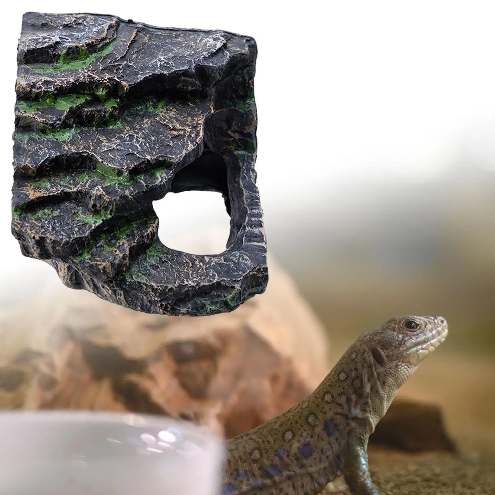 Resin Reptile Rock Hideout Turtles Basking Platform Aquarium Tank Accessories Landscape for Bearded Dragon Aquatic Turtles - imagen 4